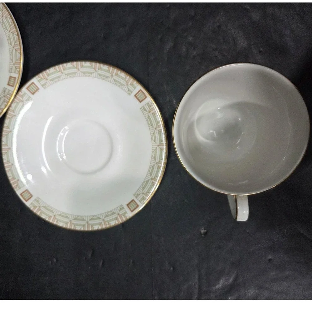 Royal Doulton White Nile Teacup & Saucers, Set of 2 Vintage Fine China Tableware